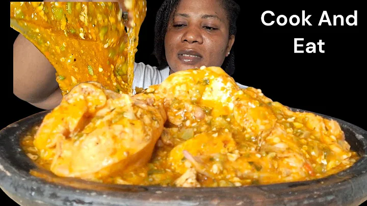 African food mukbang/ Cook and eat with me ogbono and okra soup with fufu Nigeria food