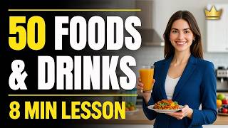 50 Common Food & Drinks in English | Visual Vocabulary with Vividora