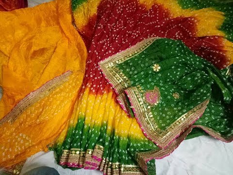 Rajasthani Bandhani Gota Patti Saree Designs With Price || Fancy Rajasthani Bandhani Gota Saree