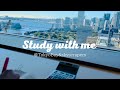 【Study with me(1hour)】東京湾と高層ビル（TokyoBay＆skyscrapers）|ピアノBGM(calm piano)|ポモドーロ法（25＋5）|勉強動画｜作業動画