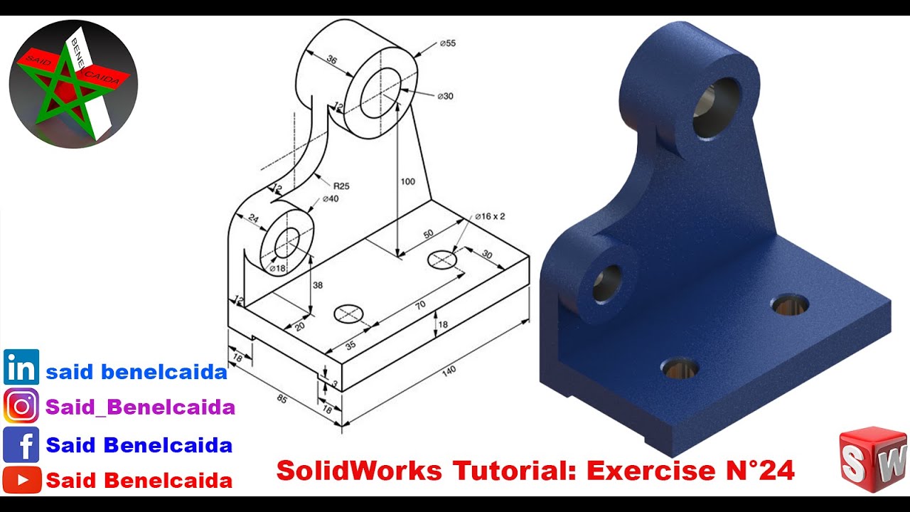 SolidWorks Tutorial For Beginners Exercise 24 - YouTube