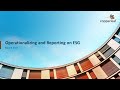 Webinar: Operationalizing and Reporting on ESG
