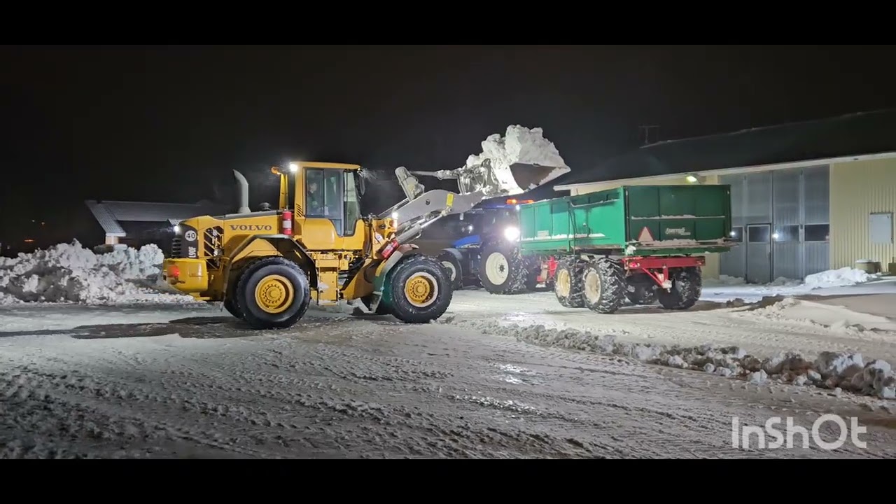 Snöröjning I sankt Olof 7 februari lördag kväll 2026 😊