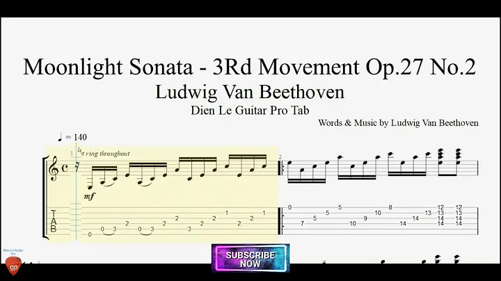 Moonlight Sonata (3Rd Movement) - Beethoven with Guitar Tutorial TABs