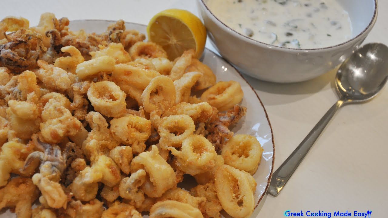 Super Crunchy Fried Calamari with Tartar Sauce - Καλαμαράκια Τηγανιτά πολύ τραγανά με Σάλτσα Ταρτάρ | Greek Cooking Made Easy