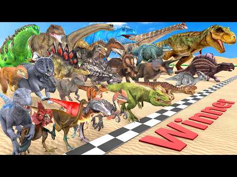 Ultimate Race 30 Dinosaurs Speed Challenge: Which is the Fastest? Animal Revolt Battle Simulator