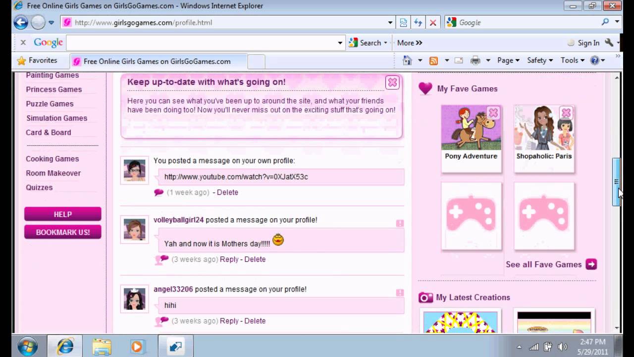 me on girlsgogames YouTube