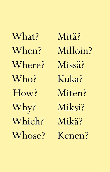 Learn question words in Finnish
