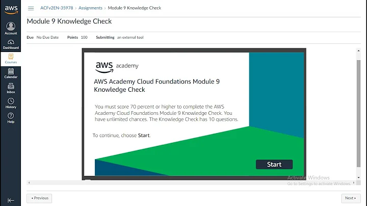 Module 9 Knowledge Check | AWS Academy Cloud Foundation | Cloud Architecture
