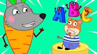 Wolf Family⭐️ ABC Learn English Alphabet with Pug Family | Wolfoo Cartoon for Kids