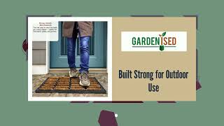 QI004897 - Gardenised Shoe and Boot Scraper Mat with Tray Coir Bristles Built-In Wire Brush