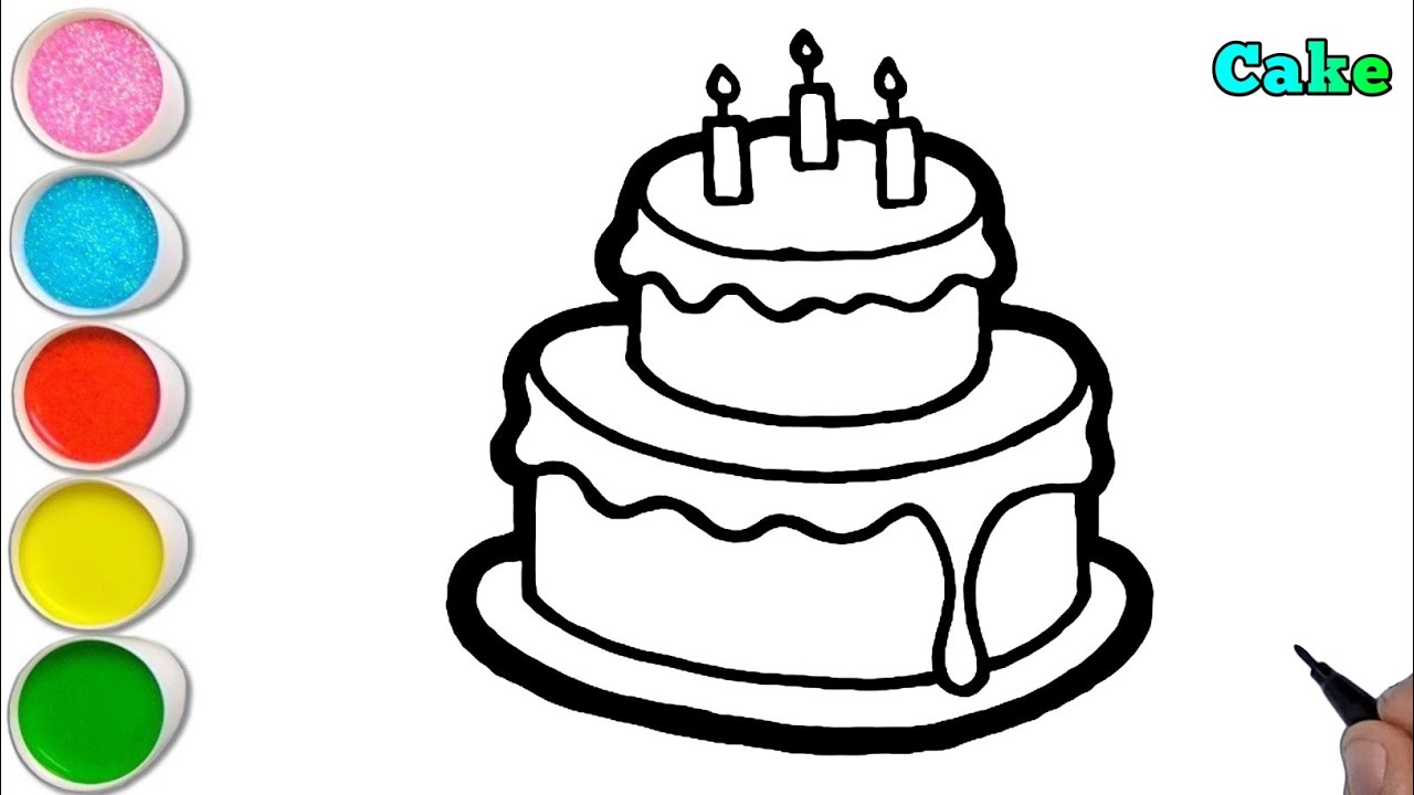Beautiful Cake Drawing for kids | How to draw Cake Step by Step | Easy ...