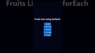 Tricks : 68/100 JavaScript forEach Loop for Beginners | Easy JS #learnjs #coding #easyjs