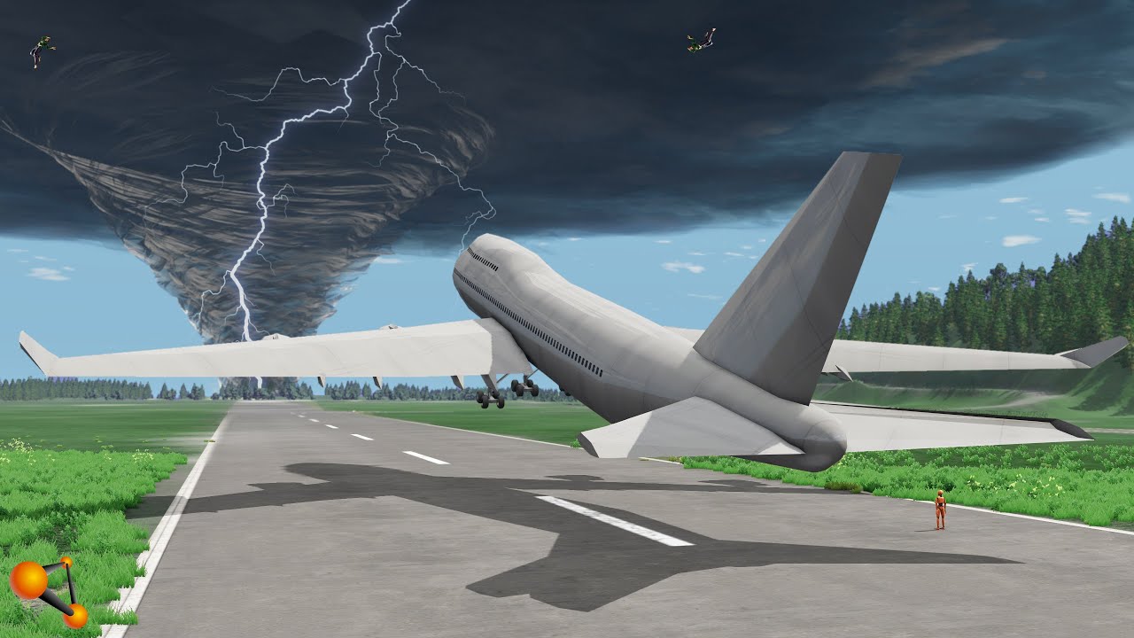 ПОСЛЕДНИЙ ВЗЛЁТ! САМОЛЕТ С ПАССАЖИРАМИ ПОПАЛ В ТОРНАДО | BeamNG.drive