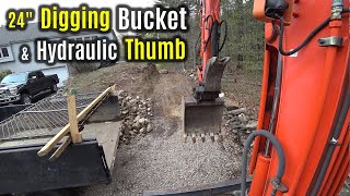 More BRUSH & Stump Removal | 24" Digging BUCKET & Hydraulic THUMB in ACTION | Kubota KX121-3