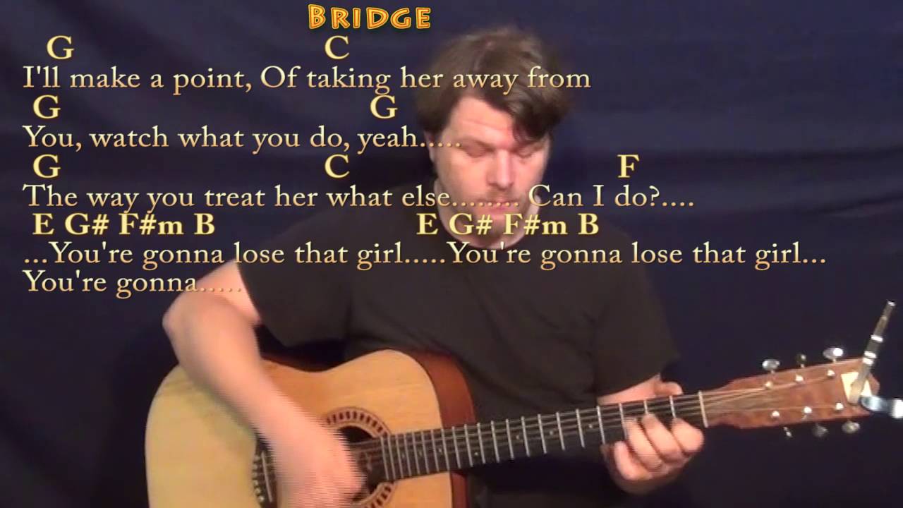 You Re Gonna Lose That Girl The Beatles Guitar Lesson Chord Chart With On Screen Lyrics Youtube