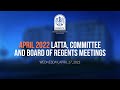 April 2022 LATTA, Committee, and Board of Regents Meetings