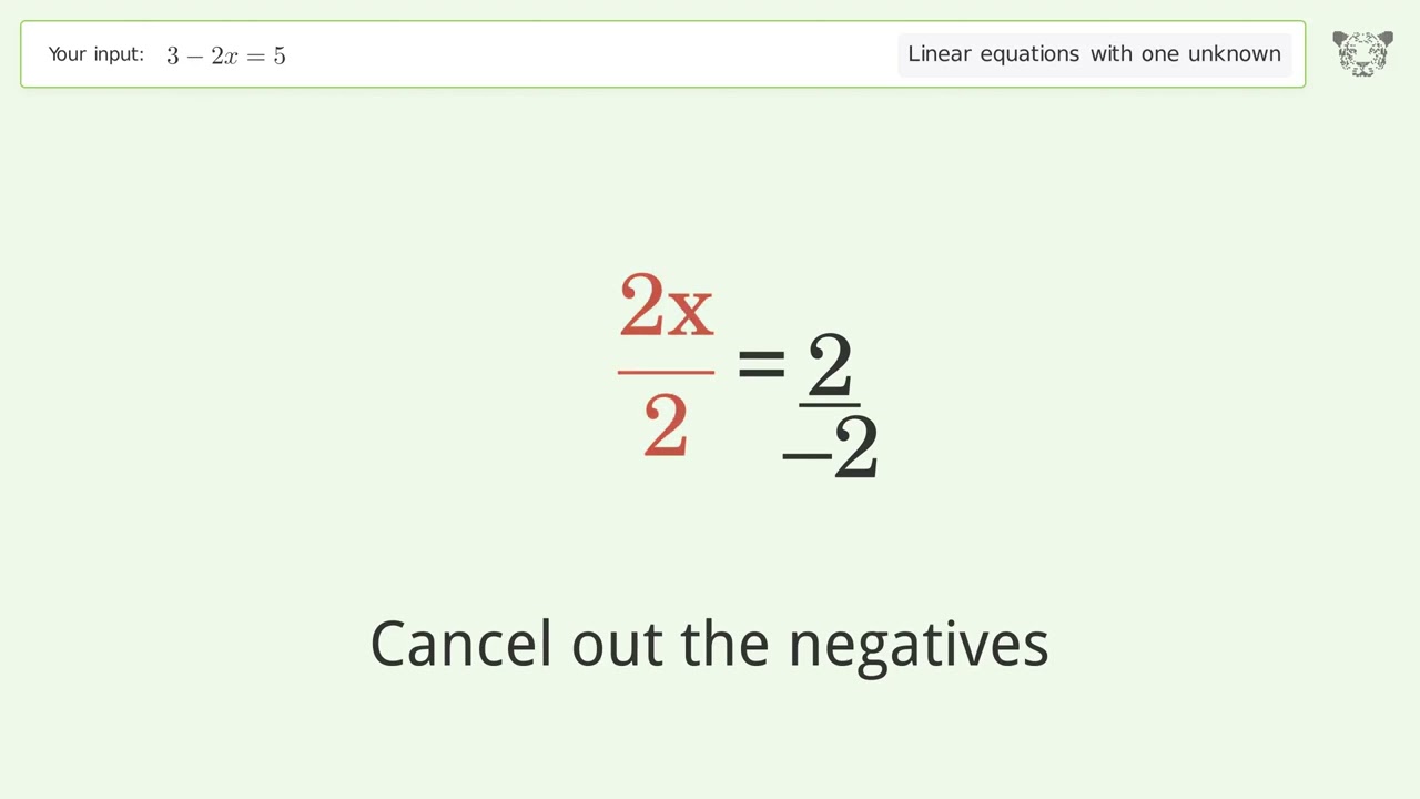 Linear Equation With One Unknown Solve 3 2x 5 Step by step Solution Linear Equation With One Unknown Solve 3 2x 5 Step by step Solution