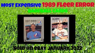 Most Expensive eBay Sales 1989 Fleer Error Baseball Cards - January 2022