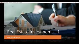 Real Estate Investment  - 1, Residential Lands