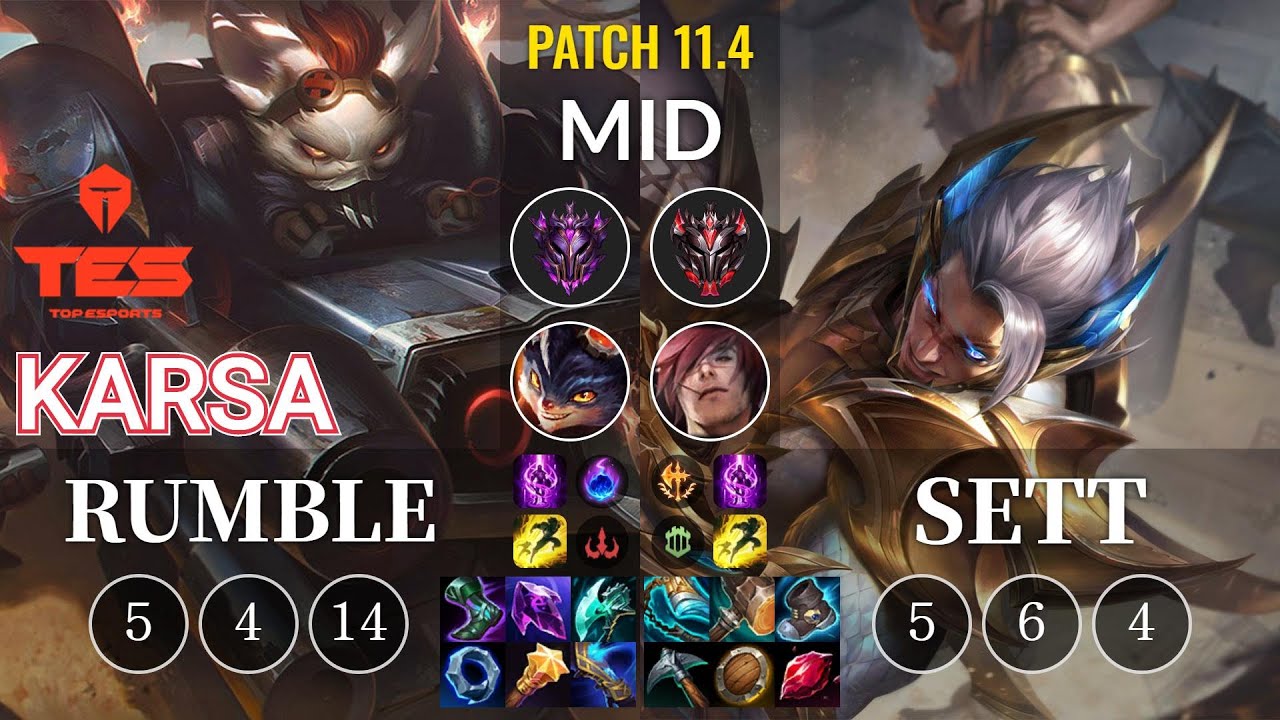 TES Karsa Rumble vs Sett Mid - KR Patch 11.4