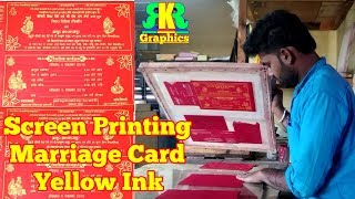 Screen Printing Marriage Cards in Yellow ink
