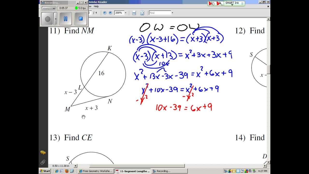 Segment Lengths in Circles 2 - YouTube