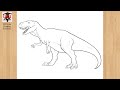 How to draw a t rex  easy tyrannosaurus rex drawing step by step outline  trex dinosaur art sketch