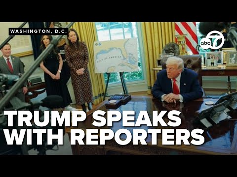 Trump answers reporters' questions inside the Oval Office