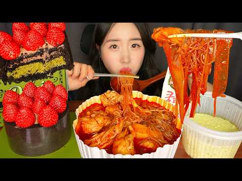 MIDNIGHT CRAVINGS HIT🔥 SPICY KOREAN CHICKEN STEW & CHOCOLATE CAKE MUKBANG ASMR