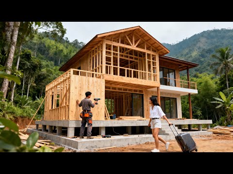 The young man built his dream wooden house for his small family in 350 days. | By @Lý Thị Bình