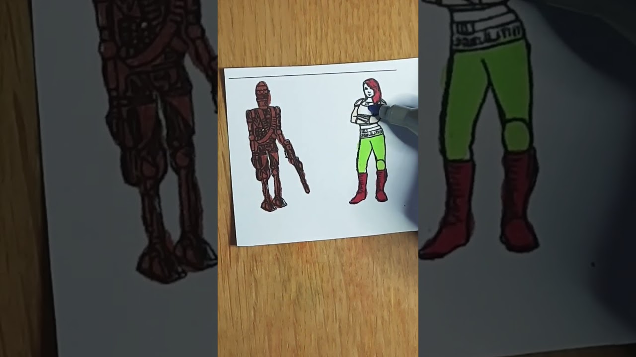 IG-11 and Cara Dune | Drawing Coloring 34 