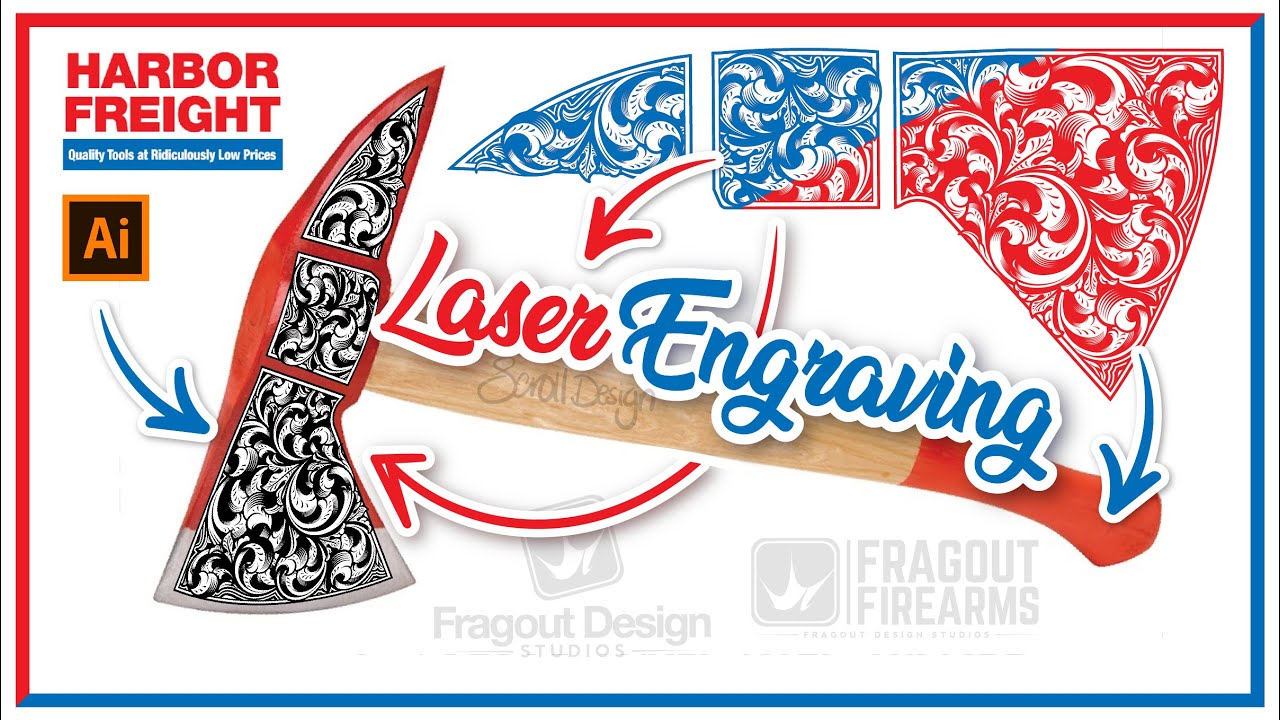 Harbor Freight Fireman's Hatchet Laser Engraving Vector Scroll Design