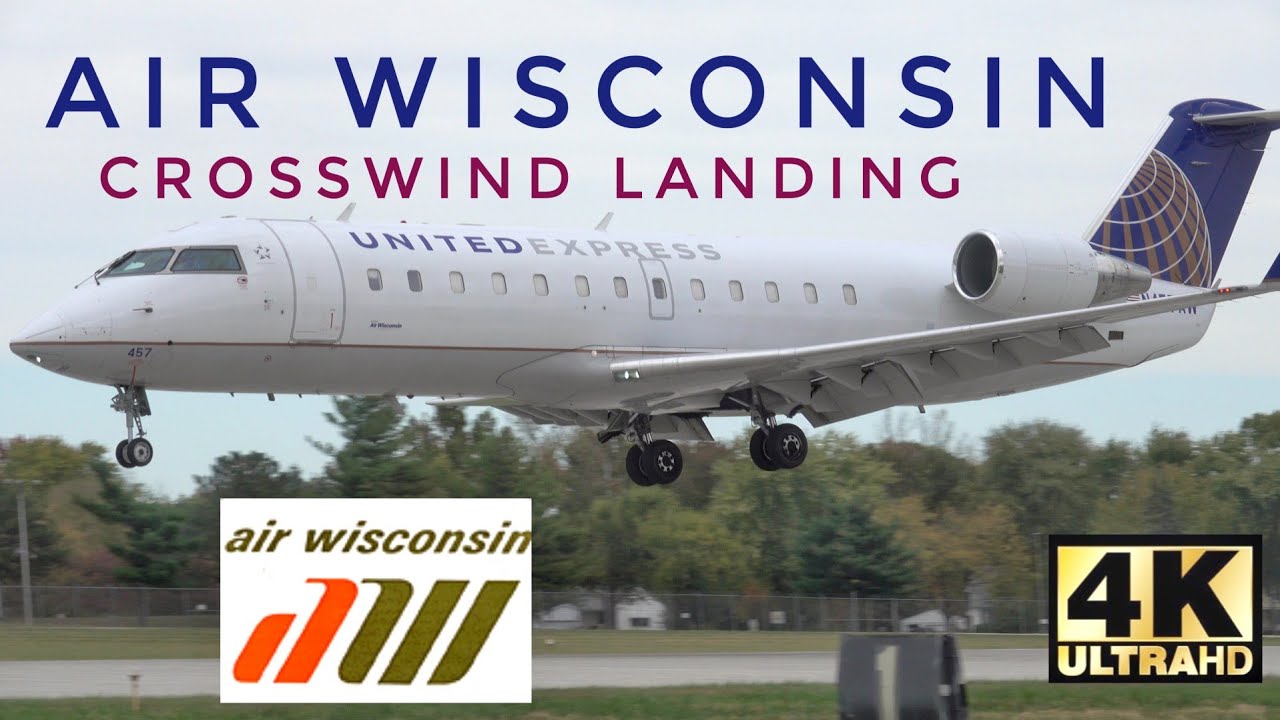 Air Wisconsin CRJ200 Nice Crosswind Landing N457AW United Express