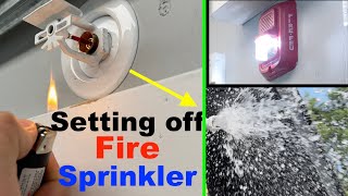 Setting Off Sidewall Fire Sprinkler Head | Testing Garage Sprinkler System Set Off Fire Alarm.