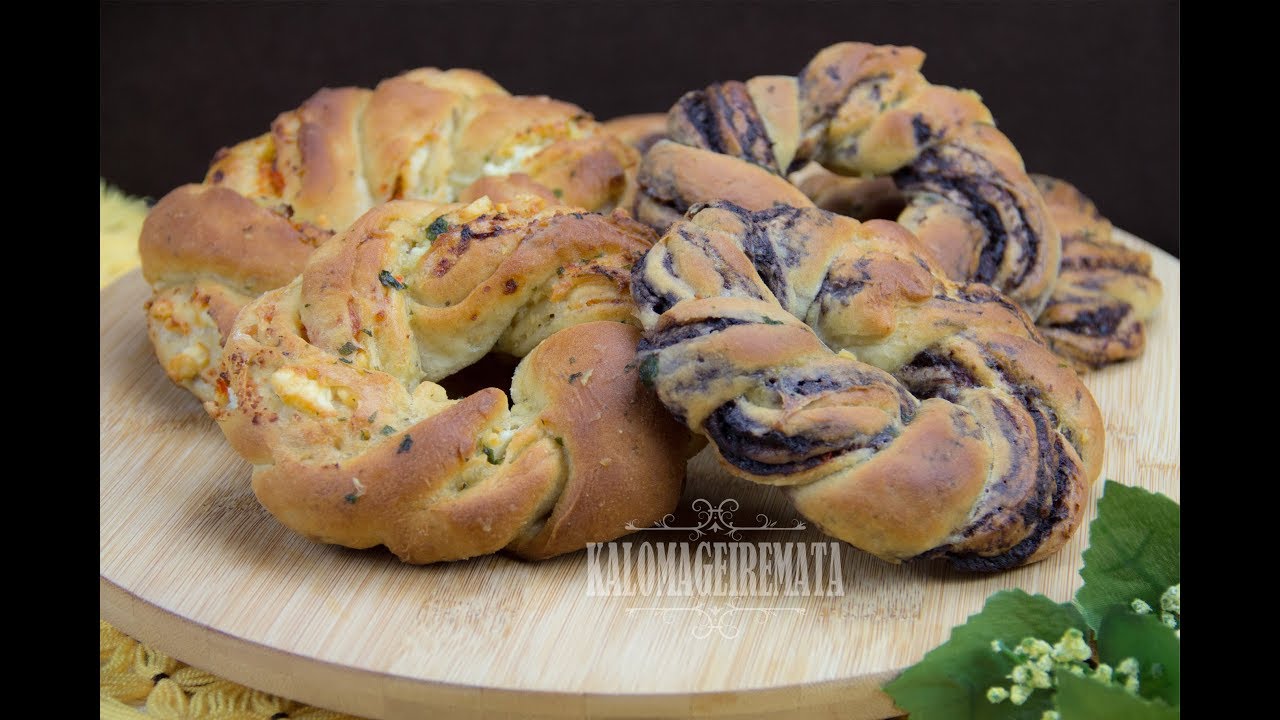Ψωμί πατάτας με ελιές και φέτα - Potato bread with olive and Greek feta cheese