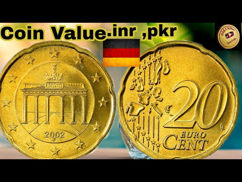 20 Euro Cent German 2002 Nordic Gold Coin Value In India Pakistan..