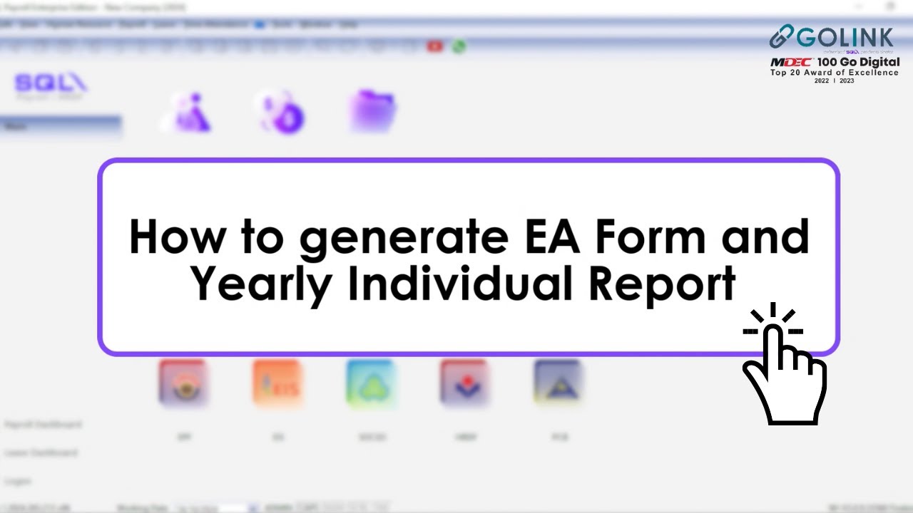 SQL Payroll | How To Generate EA Form & Yearly Individual Report - YouTube