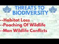 Threats To Biodiversity : Habitat Loss , Poaching Of Wildlife , Man Wildlife Conflicts