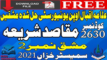 2630 AIOU Solved Assignments No 2 - MAQASID -E-SHARIAH - Autumn 2021