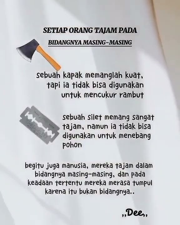 Setajam Silet, Manusia tajam pada bidangnya masing-masing dan mereka tumpul bukan bidang