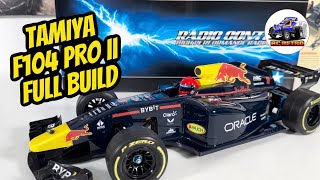 e309 - FULL BUILD of The  Tamiya F104 Pro II Competition F1 Chassis With Oracle Red Bull Livery