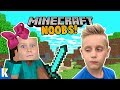 Minecraft NOOBS! Ava and Little Flash Play Minecraft for the First Time! K-City GAMING