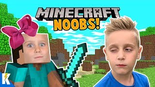 Minecraft NOOBS! Ava and Little Flash Play Minecraft for the First Time! KCity GAMING