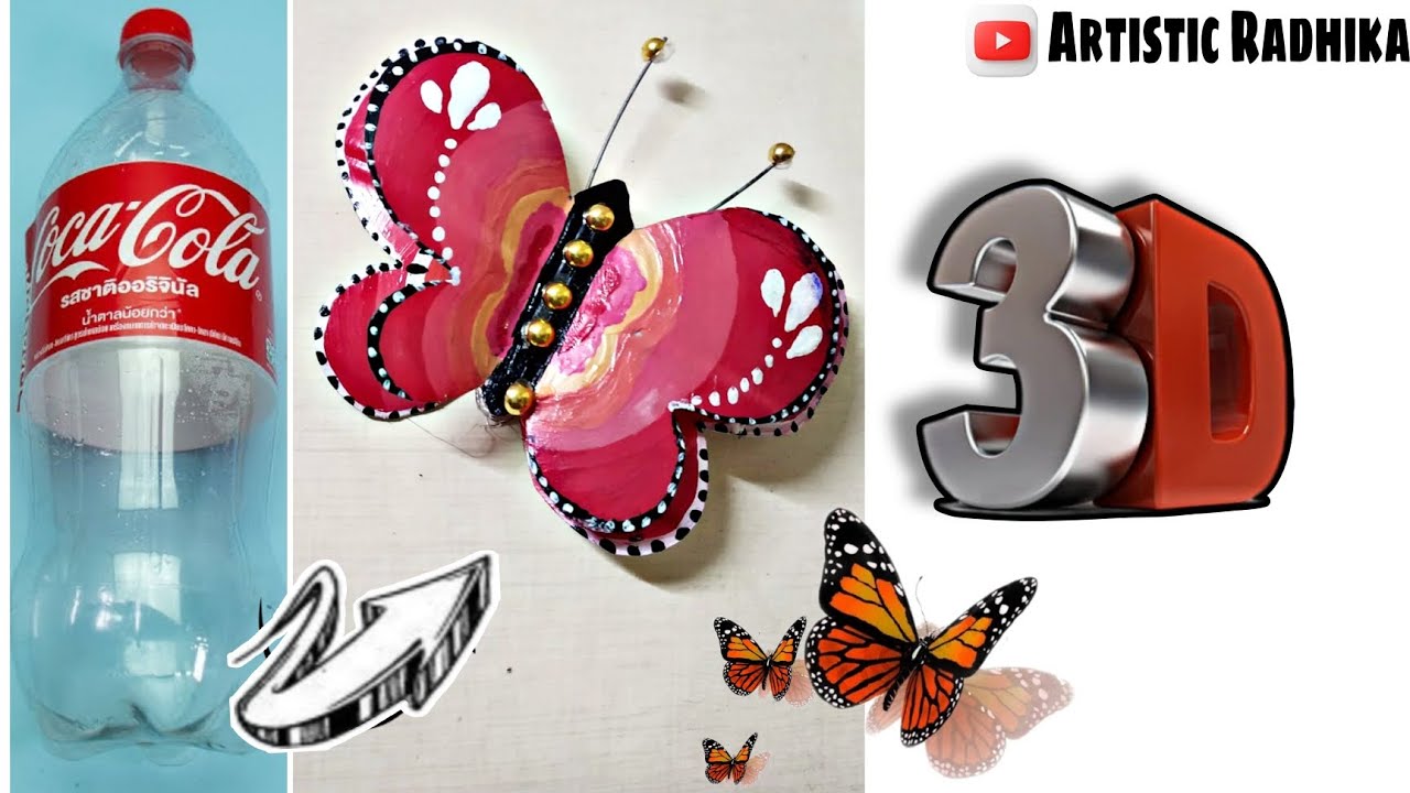 Insect Model Using Bottle How to make 3D butterfly with plastic bottle|easy 3d butterflies with ...