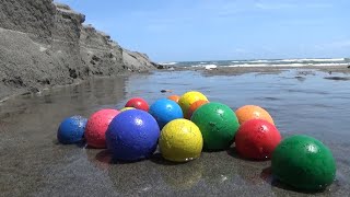 Marble run outside ☆ rain gutters \& sand course summary video [sea edition]