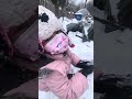 Playing in the snow in February 2024