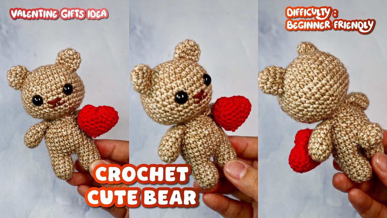 CROCHET 🧶 YOUR OWN LITTLE BEAR 🐻 FOR VALENTINE'S DAY GIFT