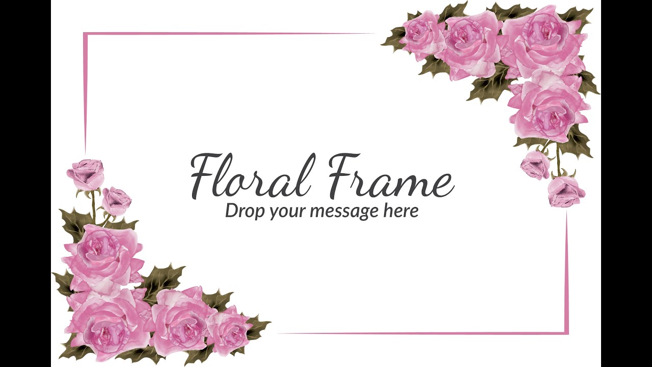 Floral frame with watercolor pink roses vector illustration