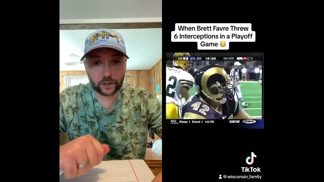 Brett Favre throws 6 interceptions NFL playoffs against the Rams